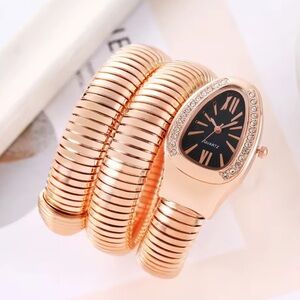 Serpenti Rose Gold Snake Black Dial Wrap Watch